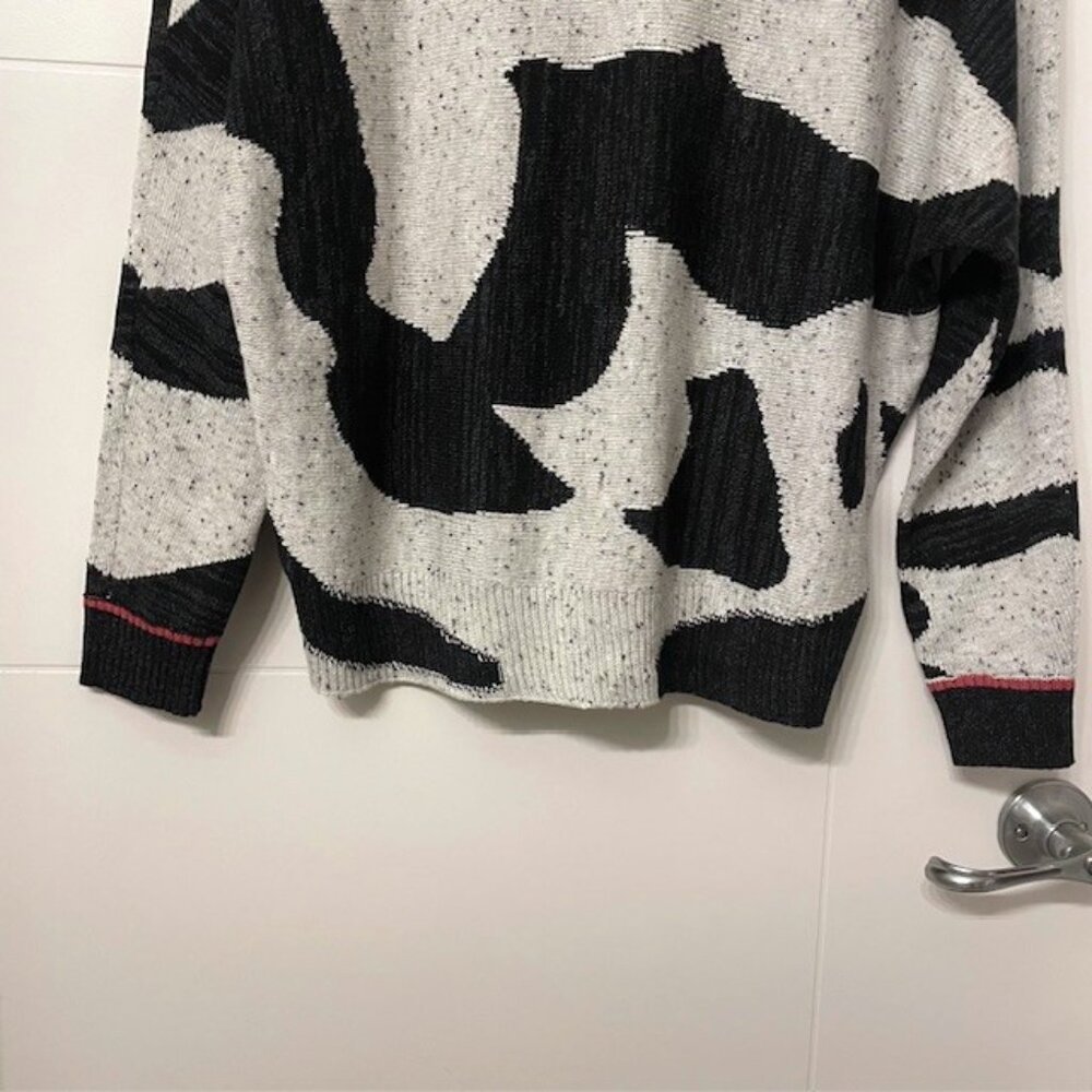 NWT NIC+ZOE Dusk Days Abstract Sweater Black Gray Size Small - Picture 6 of 16
